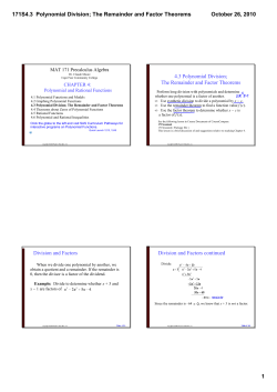 171S4.3 Polynomial Division - Cape Fear Community College