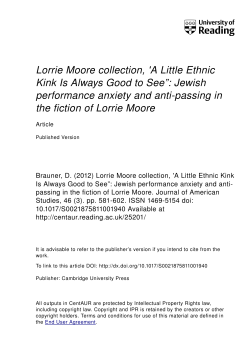 Lorrie Moore collection, `A Little Ethnic Kink Is