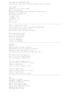 THE ORDER OF OPERATIONS SONG Lyrics by Mr. Ron Clark