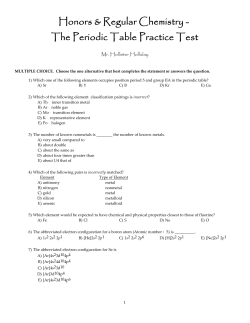 The Periodic Table Practice Exam