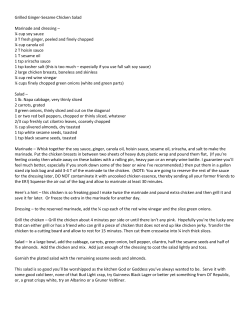 Grilled Ginger-Sesame Chicken Salad Marinade and dressing &ndash; &frac14;