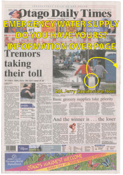 EMERGENCY WATER SUPPLY DO YOU HAVE YOURS