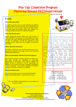 Pop Tab Collection Program - Manoir Ronald McDonald de Montr&eacute;al