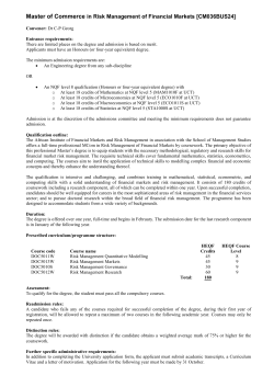 Master of Commerce in Risk Management of - AIFMRM