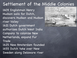 Settlement of the Middle Colonies