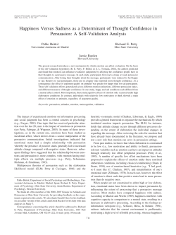 Happiness Versus Sadness as a Determinant of Thought