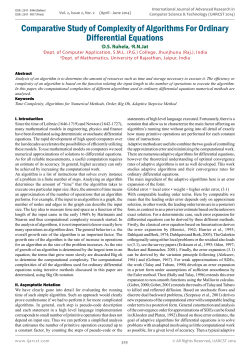 Comparative Study of Complexity of Algorithms For Ordinary