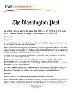 Is Craig Venter going to save the planet?