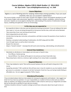 Course Syllabus: Algebra 2/IB SL Math Studies 1,2 2014-2015