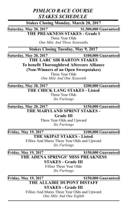Stakes Schedule PDF