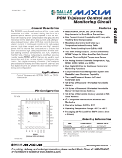 DS1865 PON Triplexer Control and Monitoring Circuit