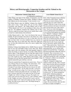 History and Historiography: Comparing Josephus and the Talmud