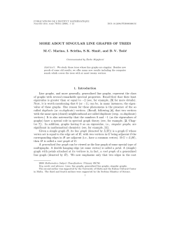 MORE ABOUT SINGULAR LINE GRAPHS OF TREES M. C. Marino