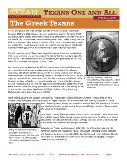 The Greek Texans - Institute of Texan Cultures
