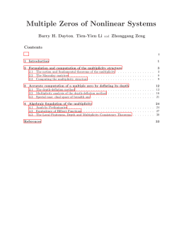 Multiple Zeros of Nonlinear Systems