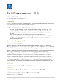 KTH | DM2558 Mediemanagement 15,0 hp