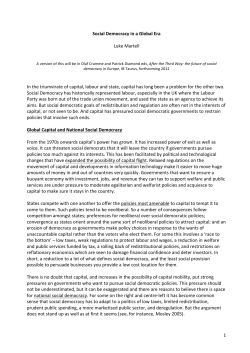 1 Social Democracy in a Global Era Luke Martell In the triumvirate of