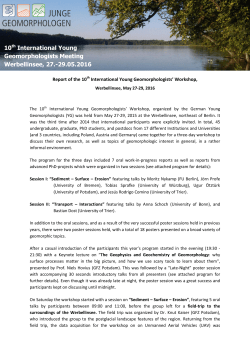 10th International Young Geomorphologists Meeting Werbellinsee