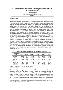 Coconut in Malaysia &ndash; current developments and potential for re