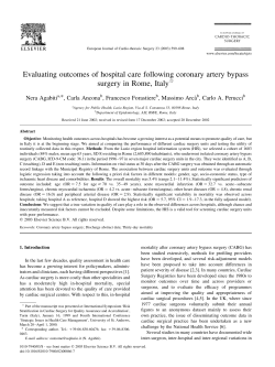 Evaluating outcomes of hospital care following coronary artery