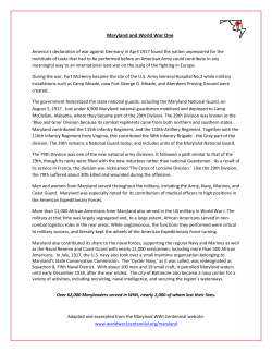 Maryland and World War One