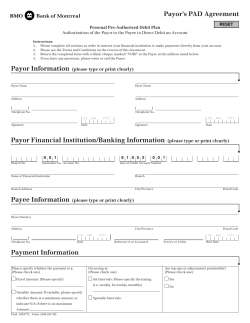 Personal Pre-Authorized Debit Plan
