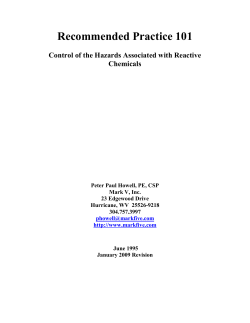 Control of the Hazards Associated with Reactive Chemicals