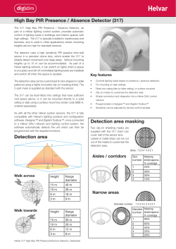 High Bay PIR Presence / Absence Detector (317) Detection area