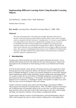 Implementing Different Learning Styles Using