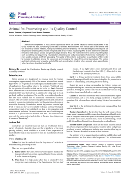 Animal fat-Processing and Its Quality Control