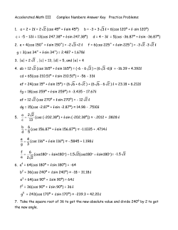 Complex Numbers Answer Key Practice Problems