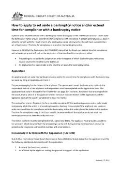 How to apply to set aside a bankruptcy notice and/or extend time for
