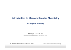 Introduction to Macromolecular Chemistry - Ruhr