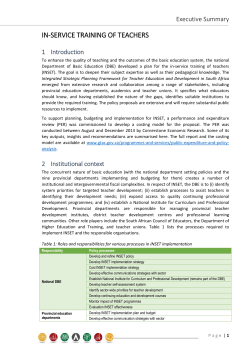 In-Service Training of Teachers (INSET)