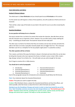 REVISING OF MICE AND MEN: FOUNDATION