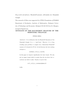 Key words and phrases. Hausdorff measure, self