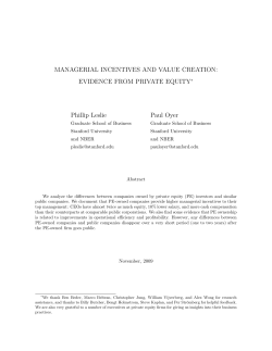 MANAGERIAL INCENTIVES AND VALUE CREATION