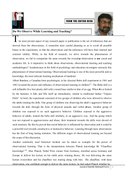 Sathyanarayanan R. Do We Observe While Learning and Teaching?