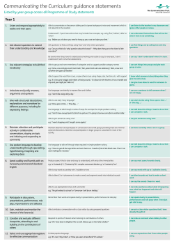 Communicating the Curriculum guidance statements