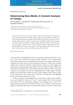 Historicizing New Media: A Content Analysis of Twitter