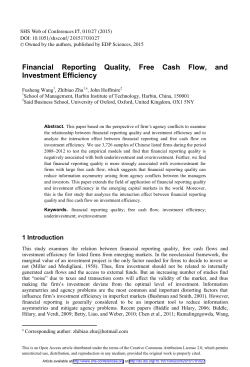 Financial Reporting Quality, Free Cash Flow, and Investment