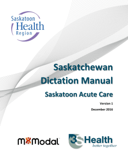 Dictation Manual (Acute): Saskatoon