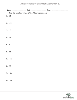 Absolute value of a number: Worksheet 8.1