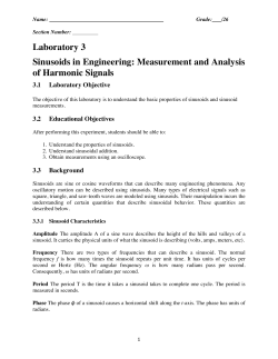 Laboratory 3 Sinusoids in Engineering: Measurement and Analysis