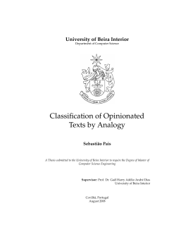 Classification of Opinionated Texts by Analogy
