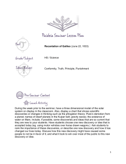 1 Recantation of Galileo (June 22, 1633) HS / Science Conformity