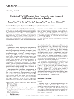 FULL PAPER Synthesis of Tin(II) Phosphate Open Frameworks