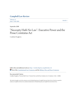 "Necessity Hath No Law": Executive Power and the Posse Comitatus
