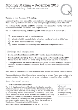 December 2016 LM monthly mailing letter