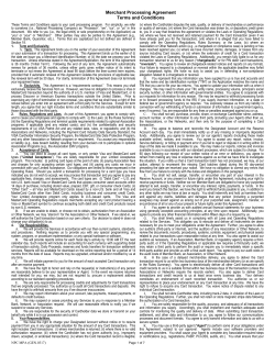 Merchant Processing Agreement Terms and Conditions